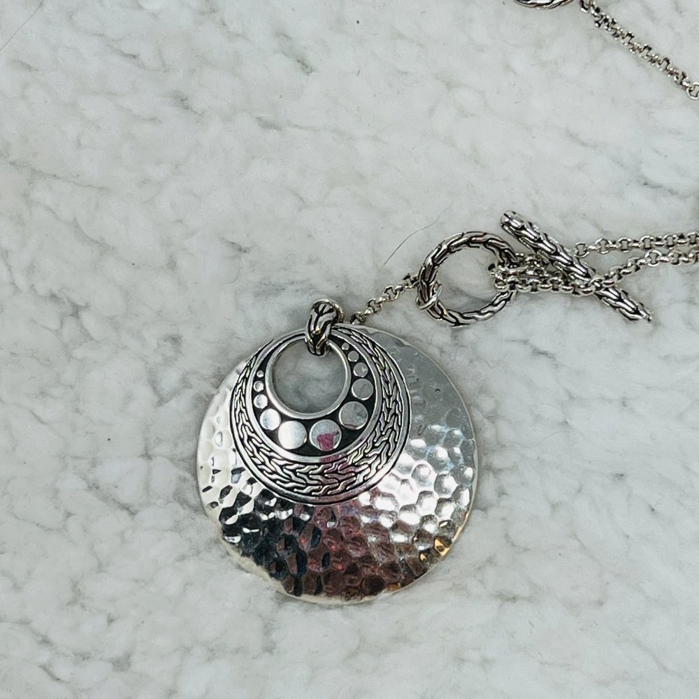 NWT JOHN HARDY STERLING SILVER DOT HAMMERED SAUTOIR NECKLACE - Picture 2 of 4